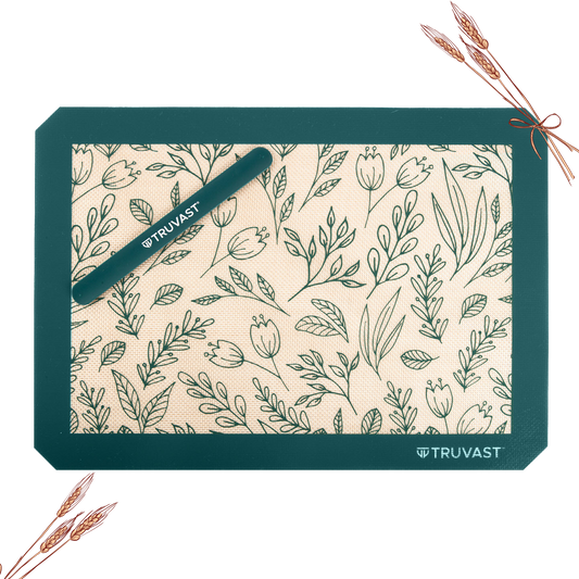 Premium Non-Stick Silicone Baking Mat -  Green Floral