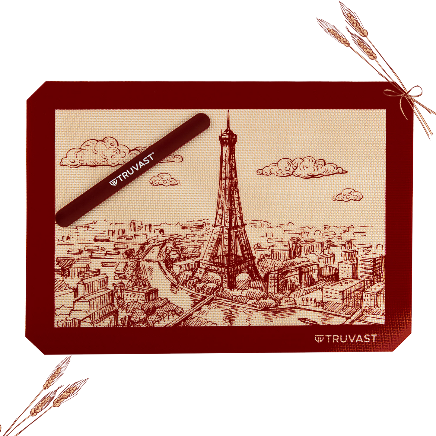 Premium Non-Stick Silicone Baking Mat -  Red Paris